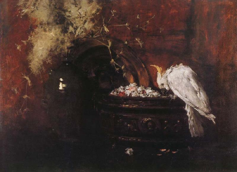 William Merritt Chase Still life and parrot Germany oil painting art